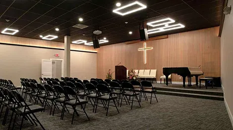 Interior of a church in Massachusetts built with Boston Dream Group support