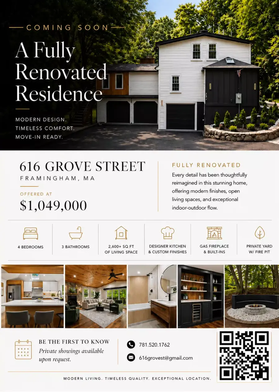 Property flyer: a fully renovated residence, 616 Grove Street, Framingham