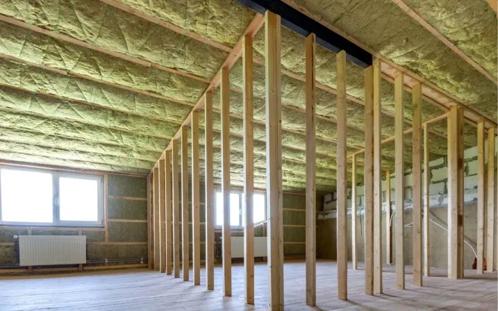 Insulated wall framing in an open attic space